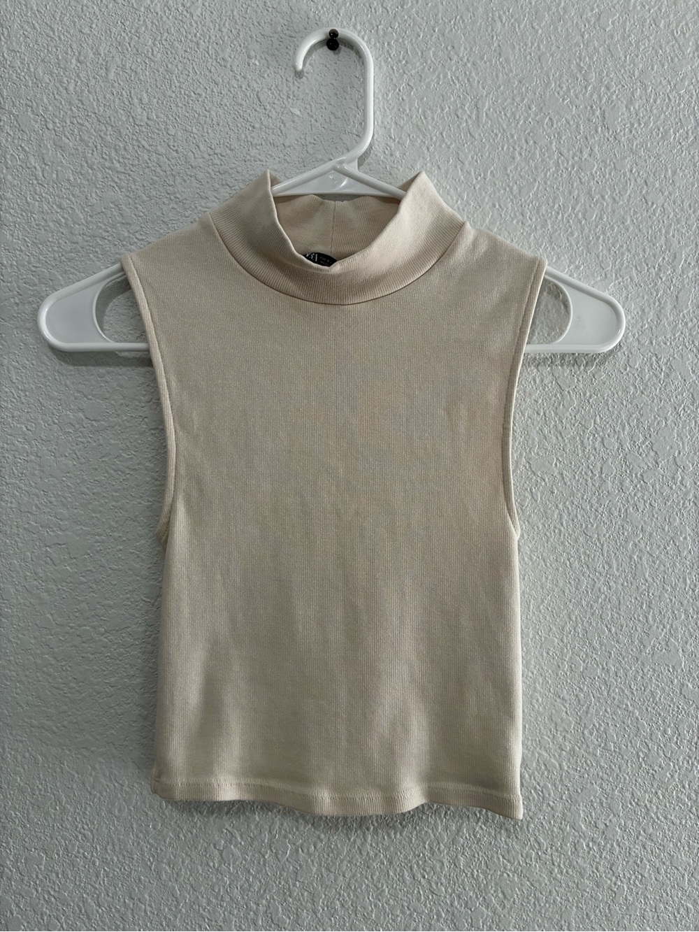 Zara Cream Sleeveless Mock Neck Tank